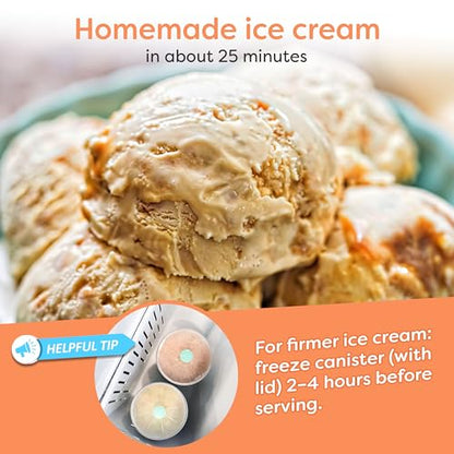 Nostalgia Electric Ice Cream Maker – Wood Bucket Parlor Style, Old Fashioned Soft Serve Ice Cream Machine Makes Frozen Yogurt or Gelato in Minutes - Fun Kitchen Appliance – White & Aqua - 4 Quart