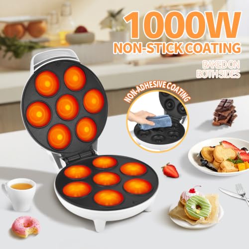 DSP Mini Donut Maker - Non-Stick, 7 Donuts, Cool-Touch