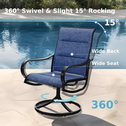 MFSTUDIO Patio Dining Set for 8, Outdoor Table and Chairs Set with Umbrella Hole, 9 Piece Patio Furniture Dining Set for Deck Yard Poolside