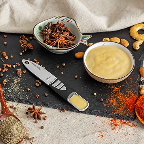 KitchenArt Stainless Steel Pro Sliding Adjust-A-Tablespoon and Teaspoon, Adjustable Measuring Spoon Set