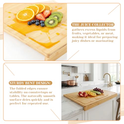 Patelai Bamboo Cutting Board with Counter Lip, 36 x 24in over The Stove Sink Cutting Board with Counter Edge, for Meat, Vegetables, Bread, and Charcuterie, Dough& Pastry Maker for Home Kitchen