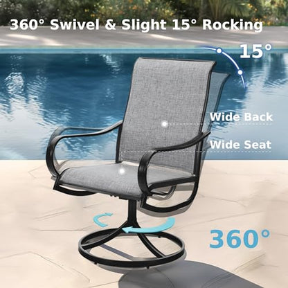MFSTUDIO 9 Pcs Outdoor Dining Set, 82'' Metal Table & Swivel Mesh Chairs