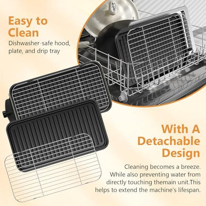 Electric Indoor Grill 1500W -2 in 1 Smokeless Indoor Grill for Kitchen with Non-stick Removable Grill & Griddle Plate,Temperature Control Korean BBQ Grill with 3 Cheese Pans Dishwasher Safe