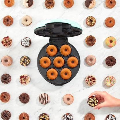 Donut Maker, Electric Non-Stick Surface Makes 7 Small Doughnuts Mini Donut Maker Machine, Mini Doughnut Maker Pancake Maker for Breakfast, Snacks, Desserts & More, Pink