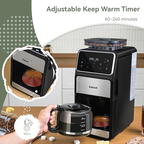 Gevi 10-Cup Grind & Brew Drip Coffee Maker with Built-In Burr Grinder