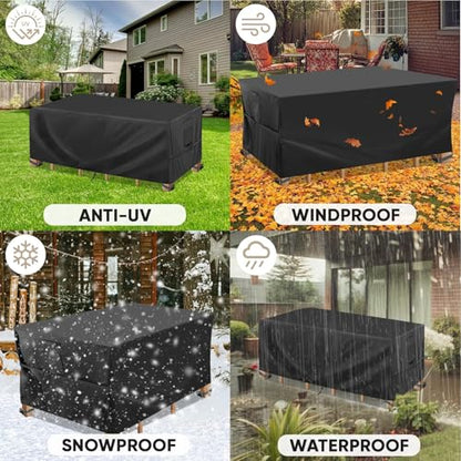 BALEINE Patio Furniture Covers, Outdoor Furniture Covers Waterproof, Heavy Duty Oxford Patio Table Cover for Outdoor Table, Chair, Sofa, Desk (Black, 108"L x 82"W x 28"H)