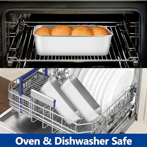 Enjamyo 6 Pack Loaf Pans, 9 x 6 Inch Loaf Pans Set, Stainless Steel Baking Bread Pans for Homemade Meatloaf Cake Brownies Lasagna, Oven & Dishwasher Safe(Silver)