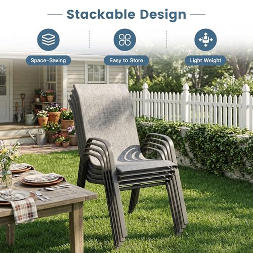 DIFY 11 Piece Outdoor Dining Set, Metal Table & Textilene Chairs, Grey