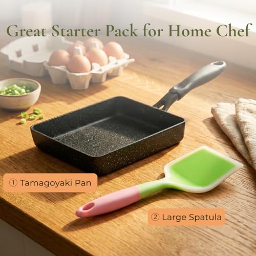 HAPPI STUDIO Tamagoyaki Pan - Japanese Omelette Pan Nonstick PFOA-Free - Japanese Egg Pan - Omelet Pan - Square Frying Pan Rolled Omelette Egg Roll - Tamago Skillet 7x6 All Stovetops