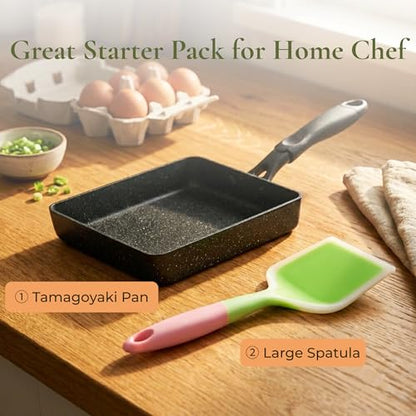 HAPPI STUDIO Tamagoyaki Pan - Japanese Omelette Pan Nonstick PFOA-Free - Japanese Egg Pan - Omelet Pan - Square Frying Pan Rolled Omelette Egg Roll - Tamago Skillet 7x6 All Stovetops