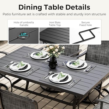 Pamapic 7-Piece Patio Dining Furniture Set with Swivel Chairs, Outdoor Table & 6 Textilene Chairs for Garden, Backyard, Pool, Deck, Gray