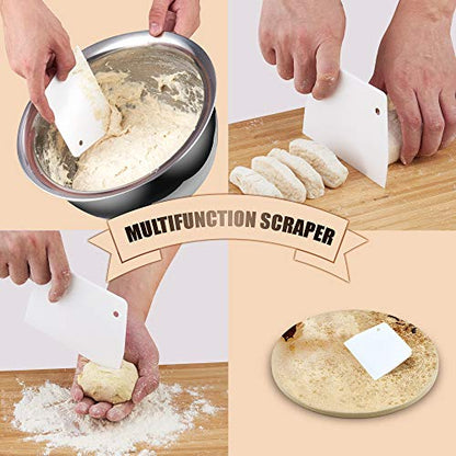 Cook N Home Pizza Grilling Stone Set, 7.5-Inch Rectangular Heavy Duty Cordierite Bread Baking Stone for Oven and Grill, Ideal for Baking Crisp Crust Pizza, Thermal Shock Resistant, 6-Pack with Scraper