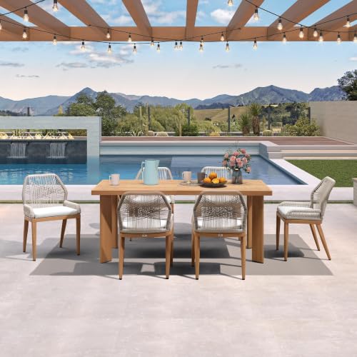 PURPLE LEAF Patio Dining Chairs Set 4 Pieces, Removable Cushion, Teak