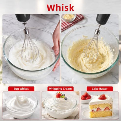 AURYAO 5-in-1 Immersion Blender, 1000W Hand Blender with Chopper & Whisk