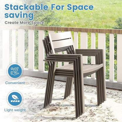 DIFY 7 Piece Patio Dining Set, 50" Round Table & Metal Chairs, Sandshell