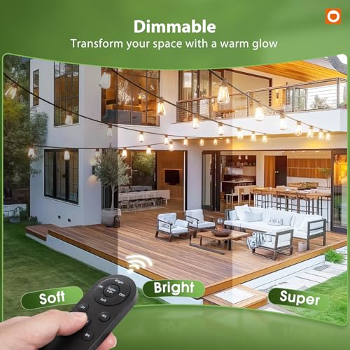 addlon 198FT(192+6) Solar String Lights Outdoor Waterproof, 60+4 LED Bulbs, Shatterproof Patio Lights with Remote, Dimmable & Timing, Hanging Lights for Garden Backyard Party Wedding Camping Decor