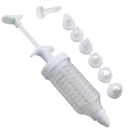 ZZHXSM Cupcake Injector Set - 1PC Plastic Cream Gun And 8pcs Cookie Pink Cake Decorative DIY Tools Tips, Pastry Syringe Extruder Kitchen Gadget Pastry Nozzles