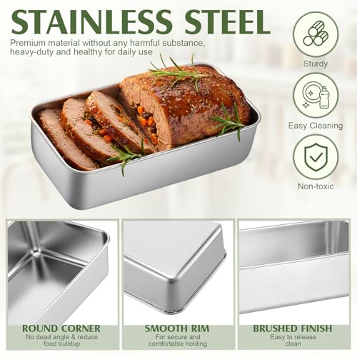 Yiyiring 10 Pack Stainless Steel Loaf Pan Set 9 x 5 Inch Bread Baking Pans Banana Loaf Tins For Baking Cake Meatloaf Brownies Sourdough Lasagnas Dishwasher Safe