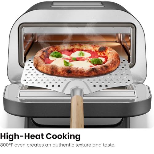 CHEFMAN Indoor Pizza Oven - Makes 12 Inch Pizzas in Minutes, Heats up to 800°F - Countertop Electric Maker with 5 Touchscreen Presets, Pizza Stone and Peel Included - Stainless Black