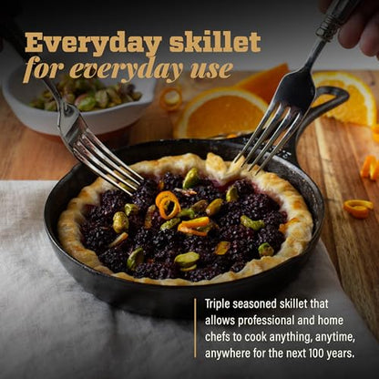 Lodge Blacklock 7" Triple Seasoned Cast Iron Skillet - Lightweight - Easy Cleanup - Premium Cookware