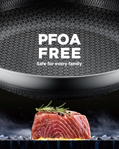 Yonida Non Stick Frying Pans, 12-inch with Lid, Hybrid Fajita Pans Nonstick,non stick Skillets Stainless Steel, Dishwasher & Oven-Safe, Induction Compatible Cooking Pan, PFOA Free Cookware