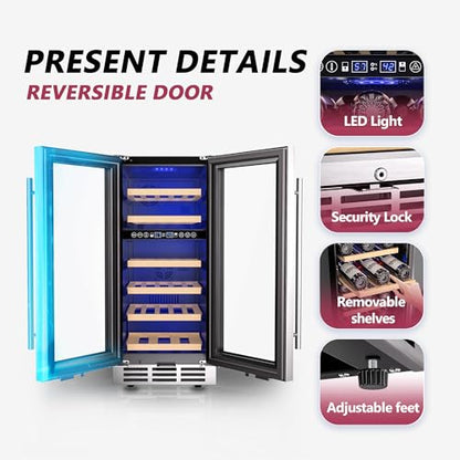 Icyglee 15" Wine Cooler Refrigerator,30 Bottle Dual Zone Wine Fridge,Silver