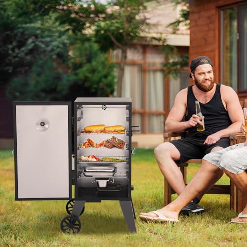Royal Gourmet SE2805 28-Inch Analog Electric Smoker with 3 Cooking Grates, Outdoor Smoker with Adjustable Temperature Control & 454 Sq. In. Cooking Area for Outdoor Backyard BBQ, Black
