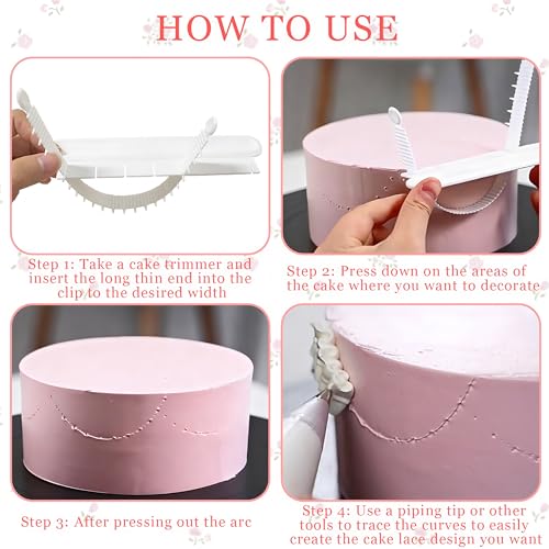 4PCS Cake Arch Guide Tool,Adjustable Fondant Cake Arc Ruler,Practical Baking Writing Swag Guide Gadgets Accessories,Decorative Marking Divider Aid,Pastry Decorating Supplies for Home Kitchen Bakeries