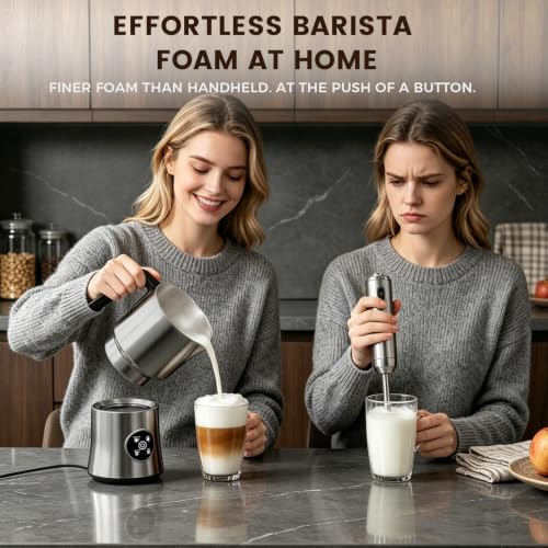 Milk Frother and Steamer, 4-in-1 Automatic Hot and Cold Foam Maker with 900ml Detachable Stainless Steel Jug, Electric Frother for Latte, Cappuccino, Macchiato, Hot Chocolate