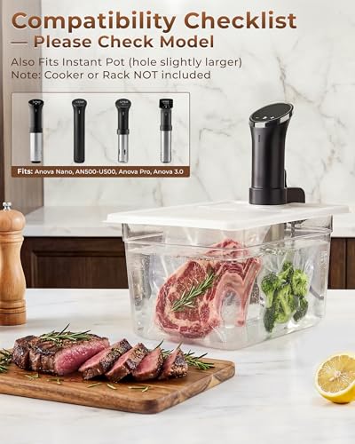 EVERIE Sous Vide Container 12 Quart EVC-12 with Collapsible Hinged Lid Compatible with Anova Nano or AN500-US00 or Anova Pro 3.0 or Anova Mini, Also Fits Instant Pot