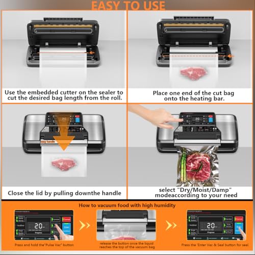 Vacuum Sealer Machine for Food with App,Double Heat Seal,Bag Storage