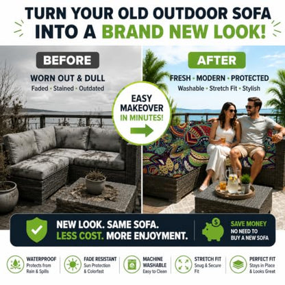 12 Pcs Outdoor Cushion Covers, Patio Sofa Cushion Covers Replacement