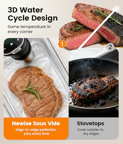 Sous Vide Cooker - 1100W Sous Vide Machine Immersion Circulator, 29 Preset Free Recipes & WiFi App Control, Fast Heating with Built-in Timer