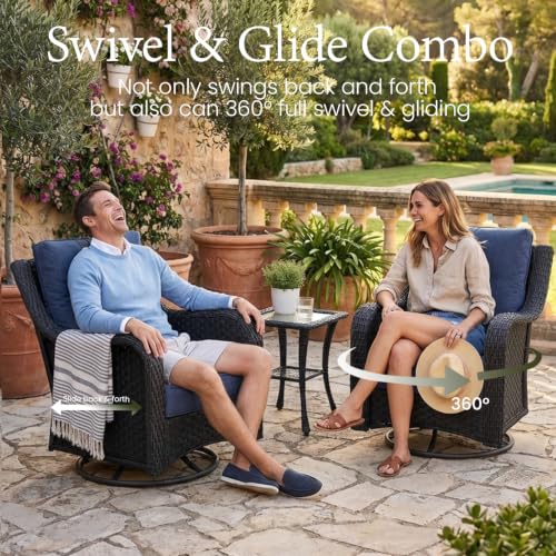 LayinSun 9 Piece Wicker Outdoor Furniture Set with 6-inch Comfy Cushions