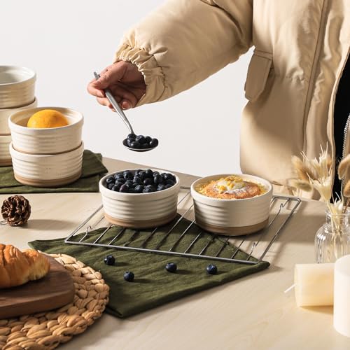 Frewinky Ceramic Ramekins 10oz,Creme Brulee Ramekins & Souffle Dishes for Oven,Small Baking-Dishes for Pudding,Lava Cakes,Serving Dip, Custard, Ice Cream,set of 6