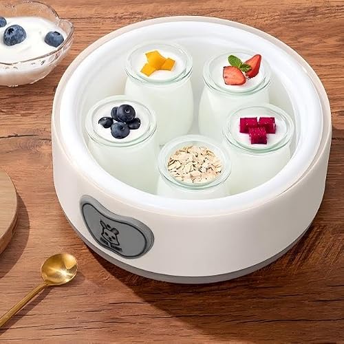 Yogurt Maker Machine with 1.2L 304 Stainless Steel Inner Pot & 5 Glass Jars, Automatic Yogurt Maker with Timer & Constant Temperature, 110V DIY Greek Yogurt Maker for Homemade Pure & Healthy Yogurt