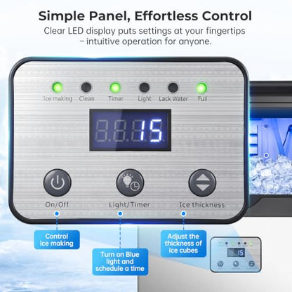 Zomagas 110LBS/24H Commercial Ice Maker Machine Under Counter/Freestanding