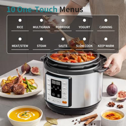 OLIXIS 10-In-1 Electric Pressure Cooker, 3 Quart Multi Cooker for Rice, Stew and Steam, Small Programmable Stainless Steel Pot with Slow Cook Function and Ceramic Inner Pot