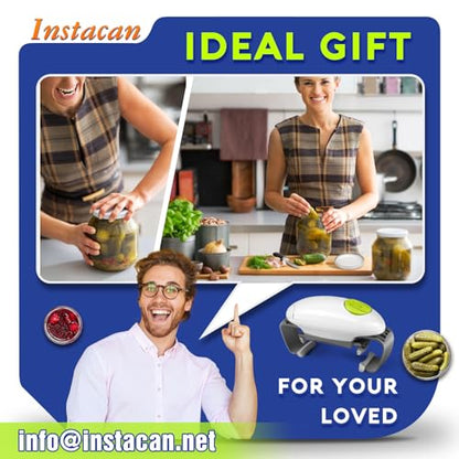 INSTACAN Higher Torque and One Touch Electric Jar Opener Easy Remove Almost Size Lid with Auto-Off, Powerful Bottle Opener for Arthritic Hands, Automatic Jar Opener for Weak Hands and Seniors (White)