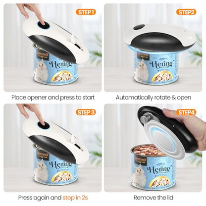 Rechargeable Electric Can Opener, Hands Free for seniors，Food Safe Automatic Can Opener with Smooth Edge,Easy to Use,Works with All Standard Cans (Black)