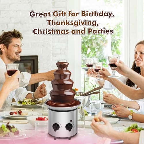 ZEVELOO Chocolate Fountain Machine Electric Chocolate Fondue Fountain Machine Stainless Steel 4-Pound Capacity for Chocolate Candy Butter Cheese (4-Tier)