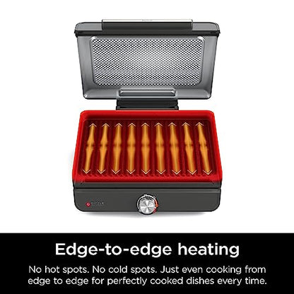 Ninja GR101 Sizzle Smokeless Indoor Grill & Griddle, 14′′ Interchangeable Nonstick Plates, Dishwasher-Safe Removable Mesh Lid, 500F Max Heat, Even Edge-to-Edge Cooking, Grey/Silver (Renewed)