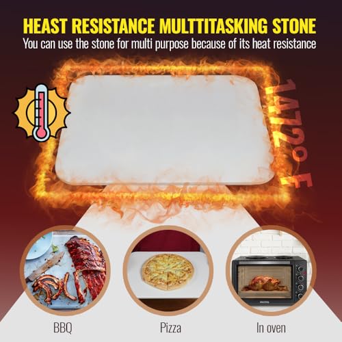 ZONZEST 8 PCS Pizza Stone Set, Extra Large 15×12 Inch Pizza Stone for Grill, Rectangle Baking Sone With Pizza Kit for Pizza, Bread, BBQ Grilling, Pizza Peel Set