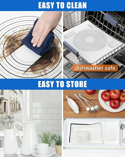 Huglux Silicone Pastry Mat with Measurements, 28" x 20" Extra Large Silicone Baking Mat, Non-slip Pastry Rolling Sourdough Baking Mat, Bread Rolling Dough Mats Sheet for Fondant,Pizza,Pie,Cookies