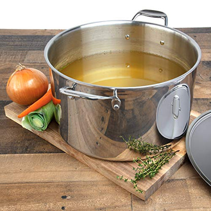 Camerons 16 Quart Stock Pot with Lid - 18/10 Professional Grade Tri-Ply Stainless Steel Stockpot - Commercial Grade Sauce Pot with Stick Resistant Interior, Stay Cool Handles & Induction Compatible