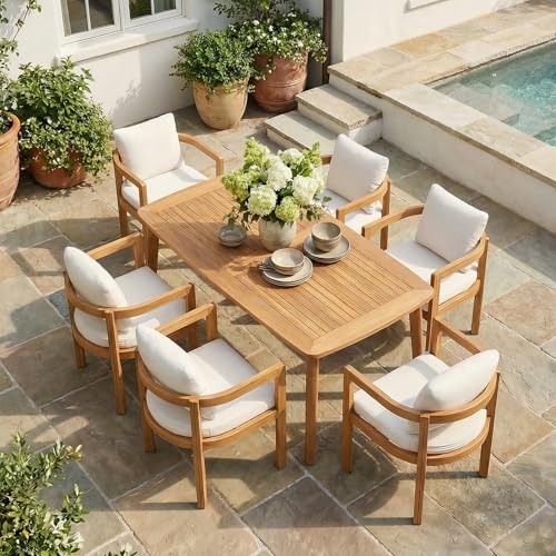 SUNSITT 7-Piece Outdoor Patio Dining Set w/63'' Patio Dining Table