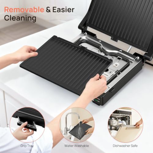Svuineek Electric Indoor Grill, 14'', Panini Press and Grill, 1600W