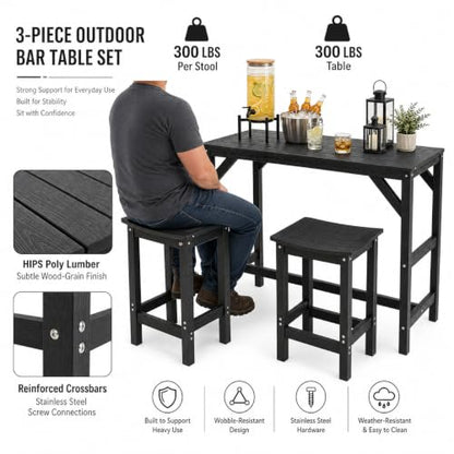 Liskanap Outdoor Patio Bar Set,55" Bar Height Table and Chairs Set