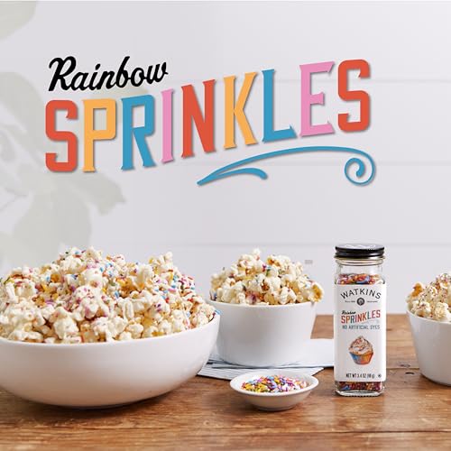 Watkins Rainbow Decorating Sprinkles, No Artificial Dyes, Kosher, 3.4 Ounce Jar, 1-Pack