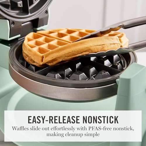 Martha Stewart Rotating Waffle Maker, Ceramic Nonstick Plates, Honeydew